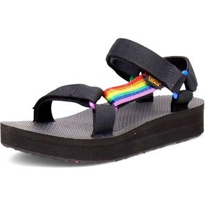 Teva Women's Midform Universal Pride Strappy Sandal Size 9 Black/Rainbow New